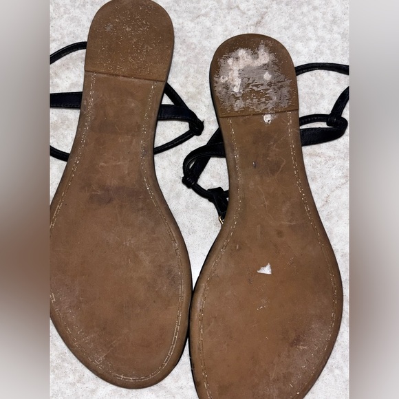 Tory Burch Black Sandals with Gold Trim - Picture 6 of 8